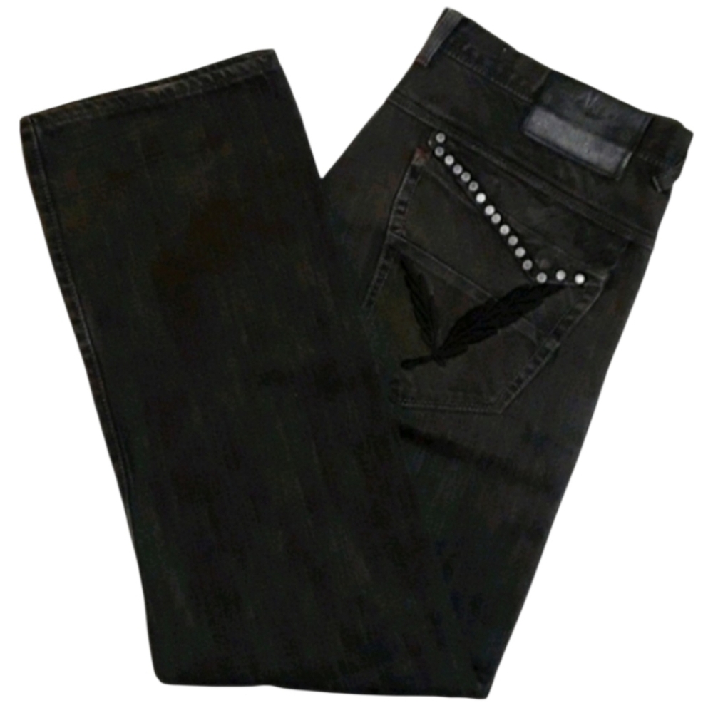 Akoo Black Studded/Embroidered Jeans. Men's Size: Waist 36x32 Inseam.